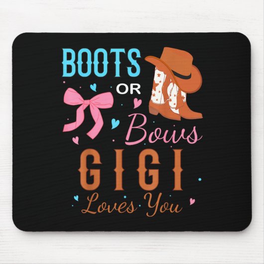 Boots Or Bows Gigi Loves You Gender Reveal Party  Muismat (Voorkant)