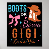 Boots Or Bows Gigi Loves You Gender Reveal Party  Poster (Voorkant)