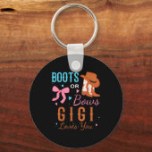 Boots Or Bows Gigi Loves You Gender Reveal Party  Sleutelhanger (Voorkant)