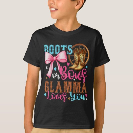 Boots or Bows Glamma Loves You Geslachtsonthulling T-shirt (Voorkant)