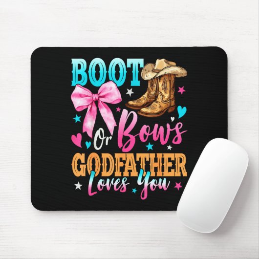 Boots Or Bows Godfather Loves You Gender Reveal Fa Muismat (Met muis)