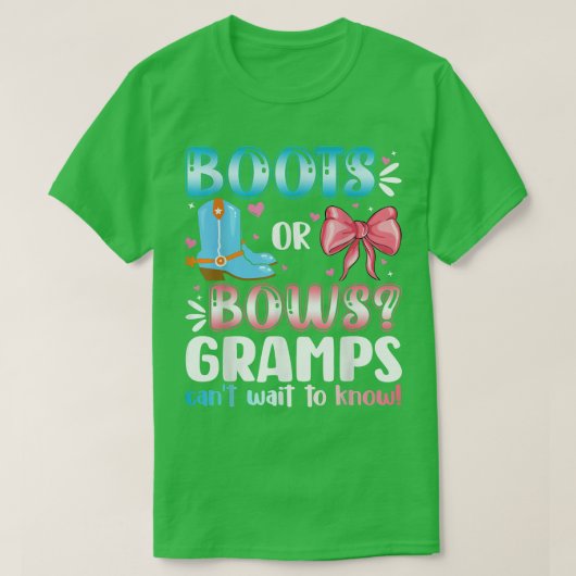 Boots Or Bows Gramps Gender Reveal Baby Shower Pre T-shirt (Design voorkant)