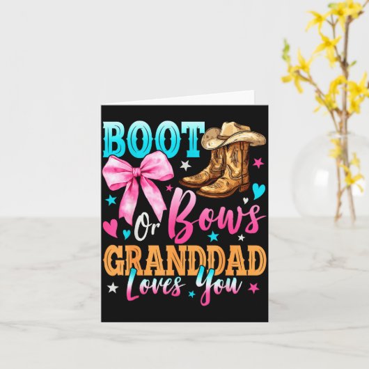 Boots Or Bows Granddad Loves You Gender Reveal Fam Kaart (Gele Bloem)
