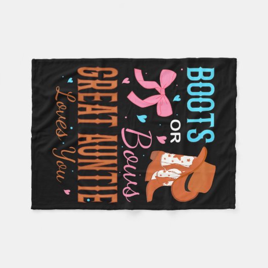 Boots Or Bows Great Auntie Loves You Gender Reveal Fleece Deken (Voorkant (Horizontaal))