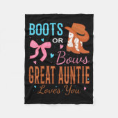 Boots Or Bows Great Auntie Loves You Gender Reveal Fleece Deken (Voorkant)