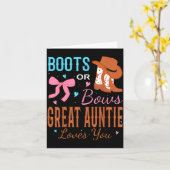 Boots Or Bows Great Auntie Loves You Gender Reveal Kaart (Gele Bloem)