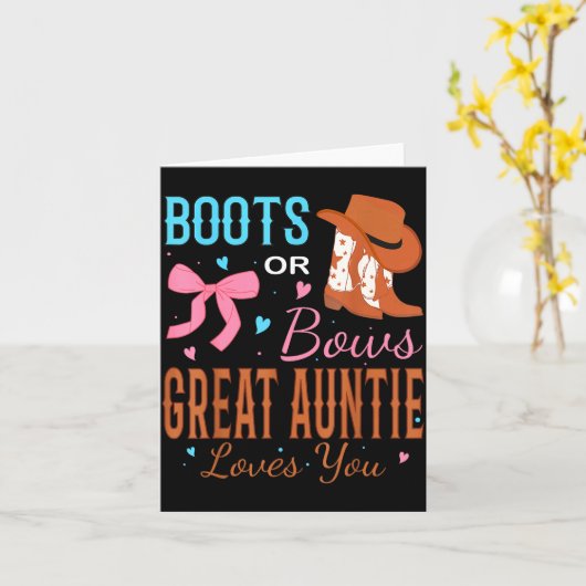 Boots Or Bows Great Auntie Loves You Gender Reveal Kaart (Gele Bloem)
