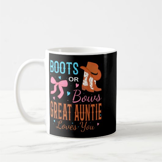 Boots Or Bows Great Auntie Loves You Gender Reveal Koffiemok (Links)