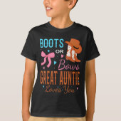 Boots Or Bows Great Auntie Loves You Gender Reveal T-shirt (Voorkant)