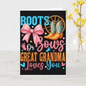 Boots Or Bows Great Grandma Loves You Gender Revea Kaart (Gele Bloem)