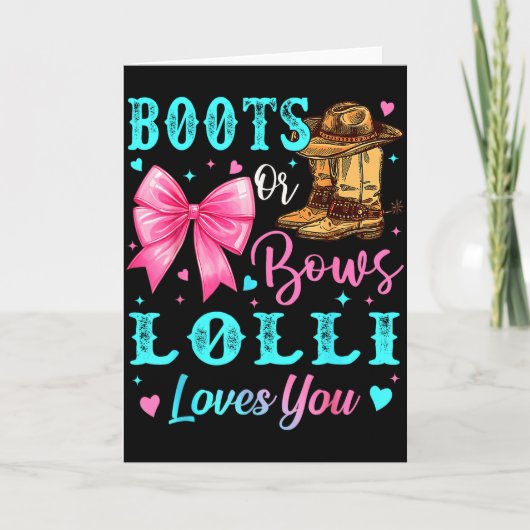 Boots Or Bows Lolli Loves You Gender Reveal Family Kaart (Voorkant)