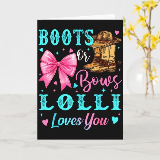 Boots Or Bows Lolli Loves You Gender Reveal Family Kaart (Gele Bloem)