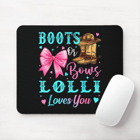 Boots Or Bows Lolli Loves You Gender Reveal Family Muismat (Met muis)