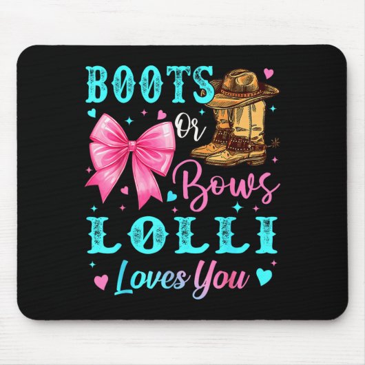 Boots Or Bows Lolli Loves You Gender Reveal Family Muismat (Voorkant)