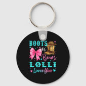 Boots Or Bows Lolli Loves You Gender Reveal Family Sleutelhanger (Voorkant)