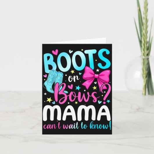 Boots Or Bows Mama Loves You Gender Reveal Party Kaart (Voorkant)