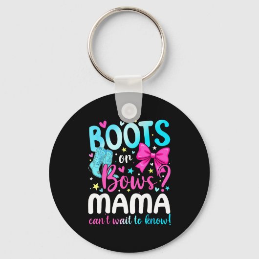Boots Or Bows Mama Loves You Gender Reveal Party Sleutelhanger (Voorkant)