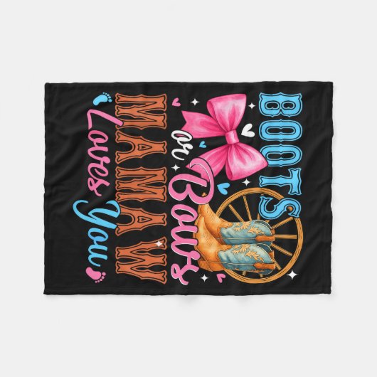 Boots Or Bows Mamaw Loves You Gender Reveal Family Fleece Deken (Voorkant (Horizontaal))