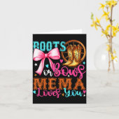Boots Or Bows Mema Loves You Gender Reveal Party  Kaart (Gele Bloem)