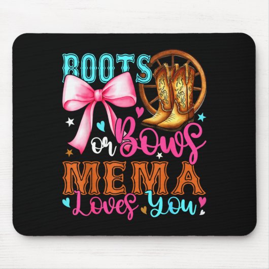 Boots Or Bows Mema Loves You Gender Reveal Party Muismat (Voorkant)