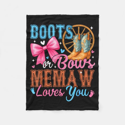 Boots Or Bows Memaw Loves You Gender Reveal Family Fleece Deken (Voorkant)