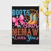 Boots Or Bows Memaw Loves You Gender Reveal Family Kaart (Gele Bloem)