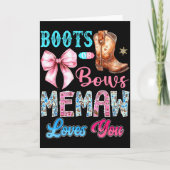 Boots Or Bows Memaw Loves You Gender Reveal Wester Kaart (Voorkant)