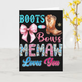 Boots Or Bows Memaw Loves You Gender Reveal Wester Kaart (Gele Bloem)