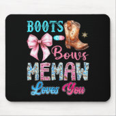 Boots Or Bows Memaw Loves You Gender Reveal Wester Muismat (Voorkant)