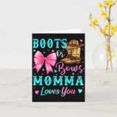 Boots Or Bows Momma Loves You Gender Reveal Family Kaart (Gele Bloem)