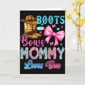 Boots Or Bows Mommy Loves You Gender Reveal Family Kaart (Gele Bloem)