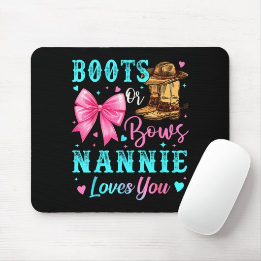 Boots Or Bows Nannie Loves You Gender Reveal Famil Muismat (Met muis)