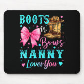 Boots Or Bows Nanny Loves You Gender Reveal Family Muismat (Voorkant)