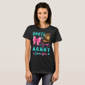 Boots Or Bows Nanny Loves You Gender Reveal Family T-shirt (Voorkant volledig)