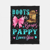 Boots Or Bows Pappy Loves You Gender Reveal Family Fleece Deken (Voorkant)