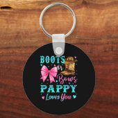 Boots Or Bows Pappy Loves You Gender Reveal Family Sleutelhanger (Voorkant)