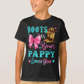 Boots Or Bows Pappy Loves You Gender Reveal Family T-shirt (Voorkant)