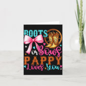 Boots Or Bows Pappy Loves You Gender Reveal Party Kaart (Voorkant)