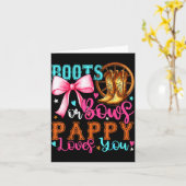 Boots Or Bows Pappy Loves You Gender Reveal Party  Kaart (Gele Bloem)