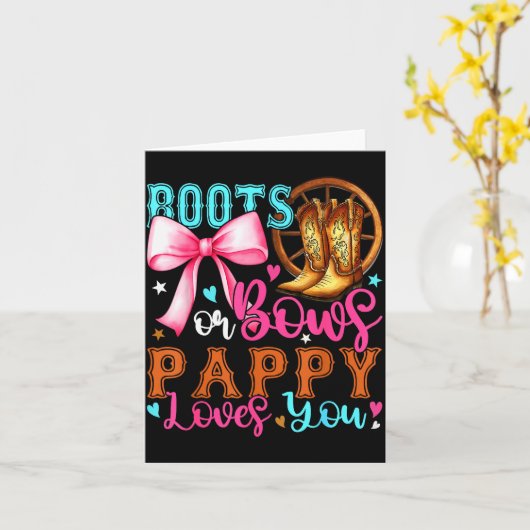 Boots Or Bows Pappy Loves You Gender Reveal Party  Kaart (Gele Bloem)