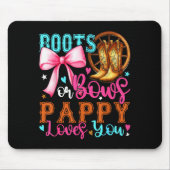 Boots Or Bows Pappy Loves You Gender Reveal Party Muismat (Voorkant)