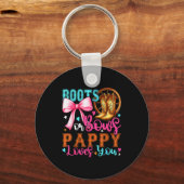 Boots Or Bows Pappy Loves You Gender Reveal Party Sleutelhanger (Voorkant)