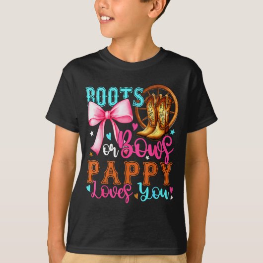 Boots Or Bows Pappy Loves You Gender Reveal Party T-shirt (Voorkant)