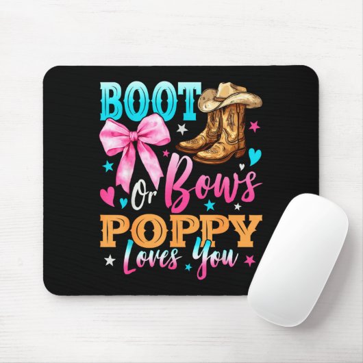 Boots Or Bows Ppy Loves You Gender Reveal Family Muismat (Met muis)