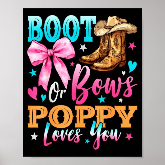 Boots Or Bows Ppy Loves You Gender Reveal Family  Poster (Voorkant)