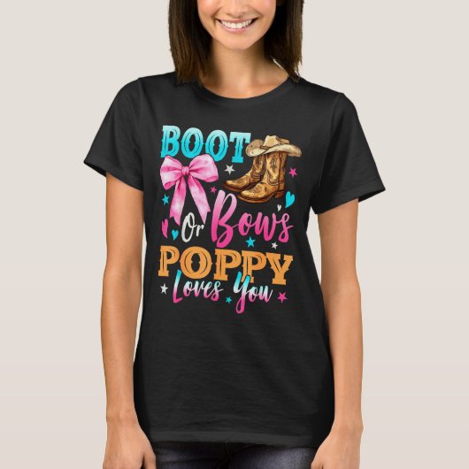 Boots Or Bows Ppy Loves You Gender Reveal Family  T-shirt (Voorkant)