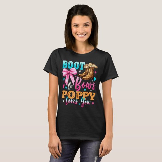 Boots Or Bows Ppy Loves You Gender Reveal Family  T-shirt (Voorkant volledig)