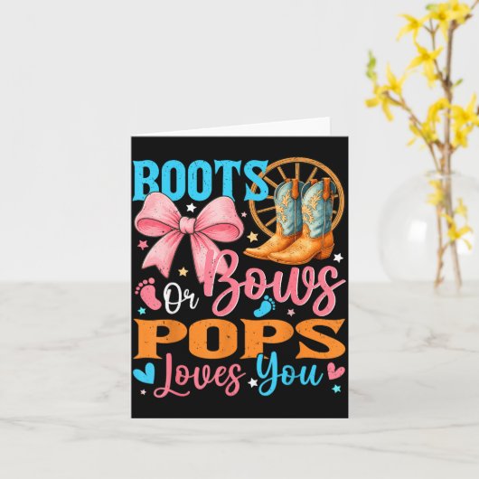 Boots Or Bows Ps Loves You Gender Reveal Family  Kaart (Gele Bloem)