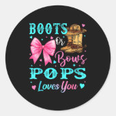 Boots Or Bows Ps Loves You Gender Reveal Family  Ronde Sticker (Voorkant)