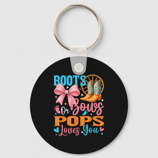 Boots Or Bows Ps Loves You Gender Reveal Family  Sleutelhanger (Voorkant)
